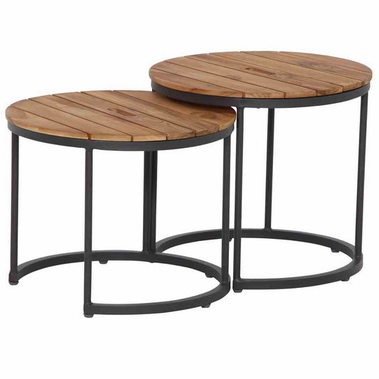 Siena Garden Baros 2er Set Beistelltische Aluminium/Teak
