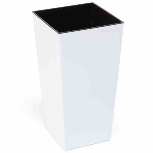 Siena Garden Pflanzkübel Lyon, eckig, 35x35x68,0 cm Hochglanzoptik in weiß Kunststoff
