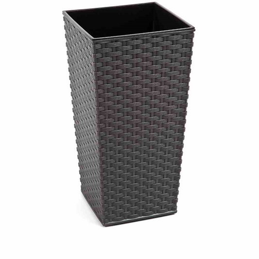 Siena Garden Pflanzkübel Paris, eckig, 40x40x75,3 cm Rattanoptik in graphit Kunststoff