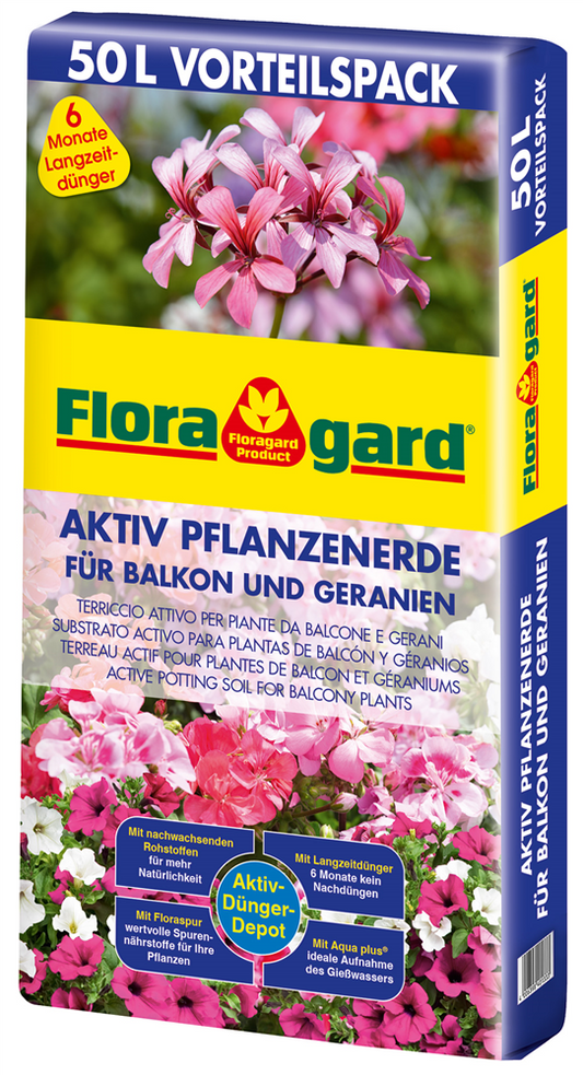 Floragard Aktiv Pflanzenerde für Balkon und Geranien