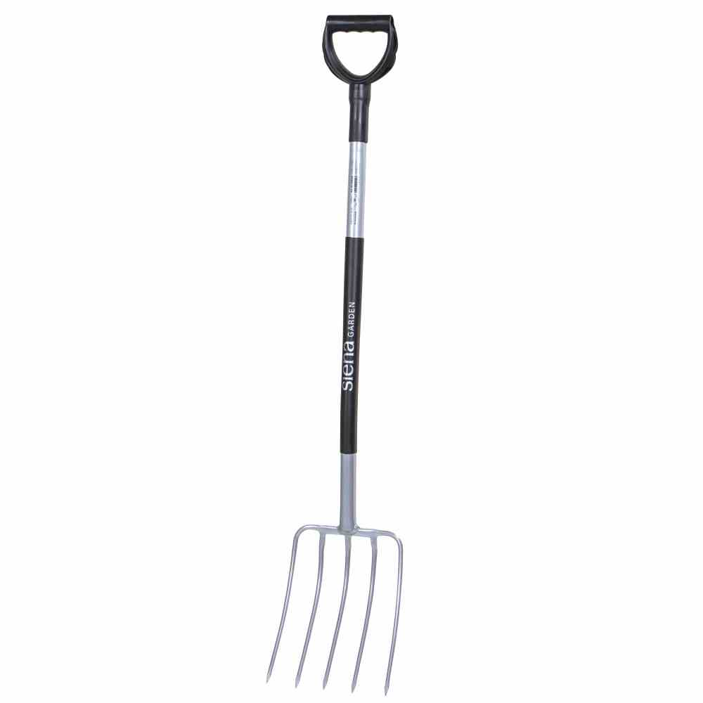 Siena Garden Kompostgabel Ergoline mit 5 Zinken 100 cm silber und schwarz, Stahl