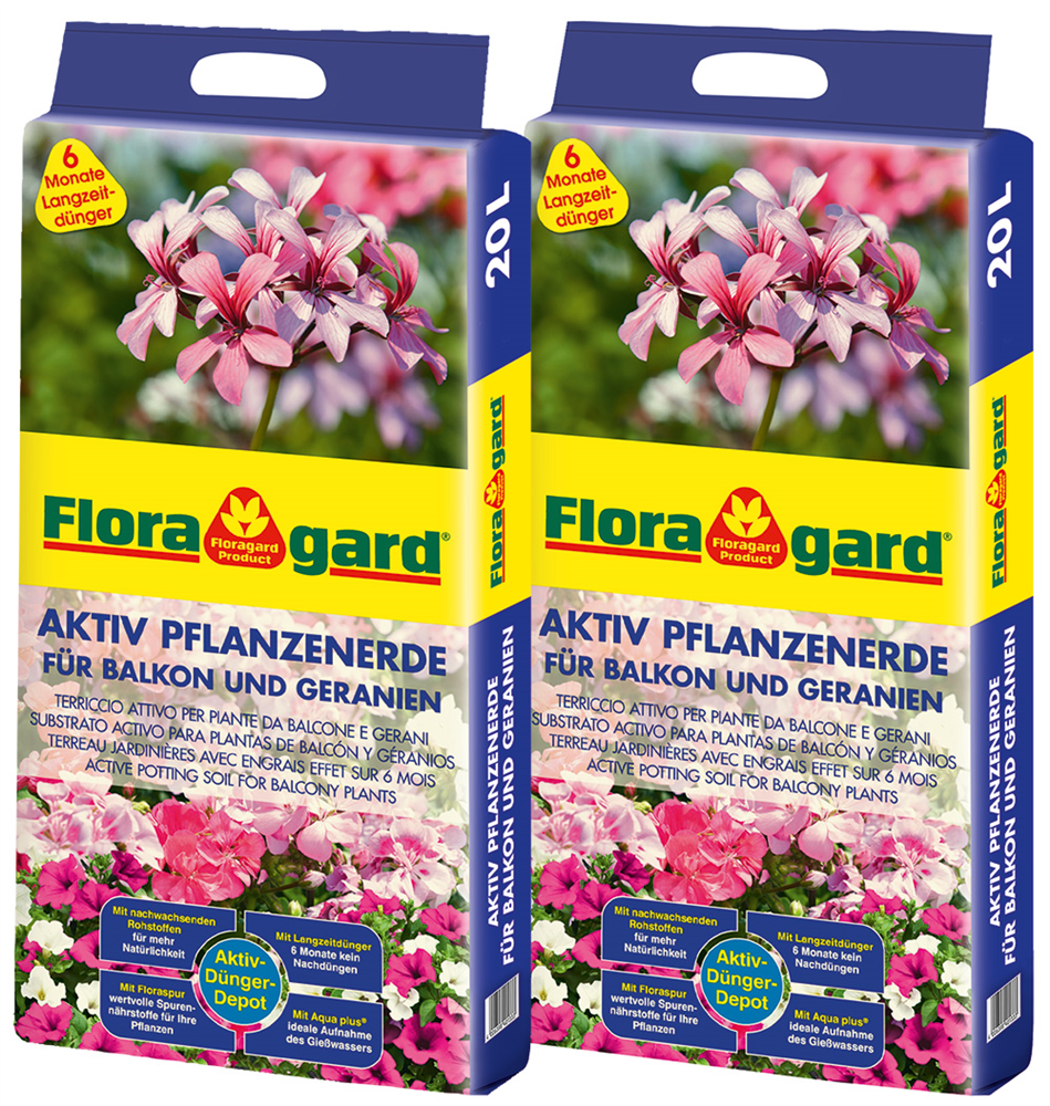 Floragard Aktiv Pflanzenerde für Balkon und Geranien