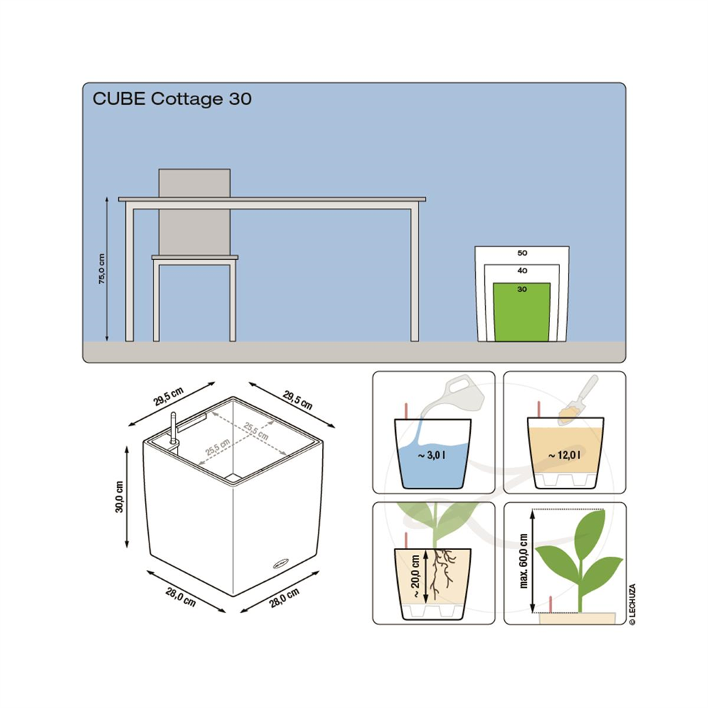 LECHUZA CUBE Cottage 30