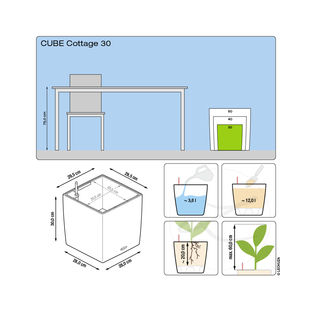 LECHUZA CUBE Cottage 30