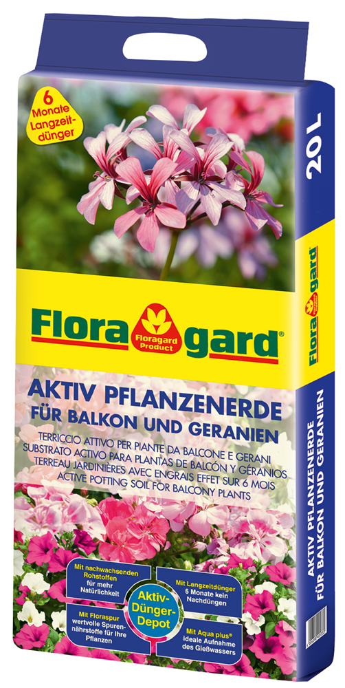Floragard Aktiv Pflanzenerde für Balkon und Geranien