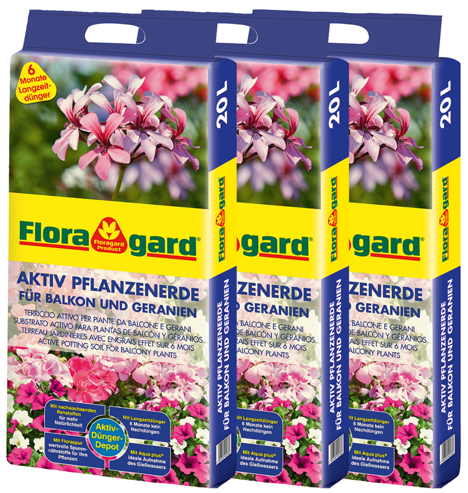 Floragard Aktiv Pflanzenerde für Balkon und Geranien