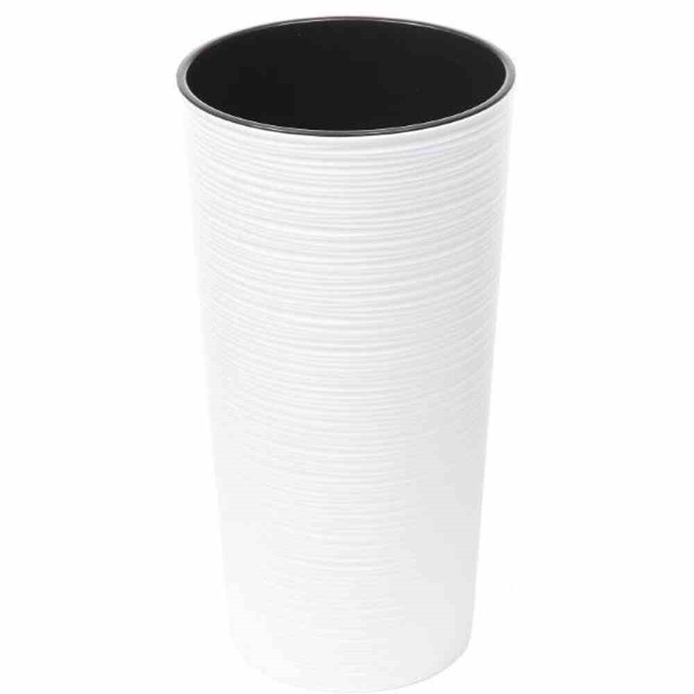 Siena Garden Pflanzkübel Locon, rund, Ø 30x57,0 cm Rillenoptik in weiß Kunststoff