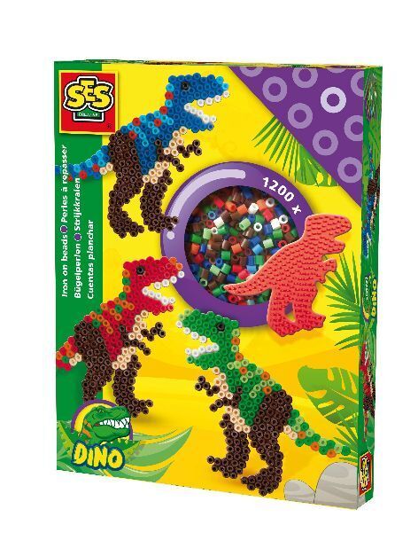 SES, Bügelperlen Set, T-Rex, 1200 Perlen