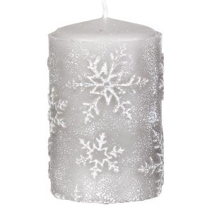 DEKOR KERZE Stumpe "Elsa" 100/65, silbergrau, 4 Stück