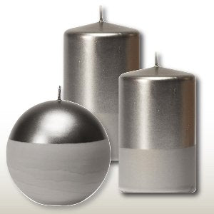 DEKOR KERZE Stumpe "Juna" 100/60, grau, 4 Stück