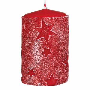 DEKOR KERZE Stumpe "Mila" 100/65, karminrot, 4 Stück