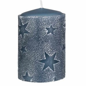 DEKOR KERZE Stumpe "Mila" 100/65, blau, 4 Stück