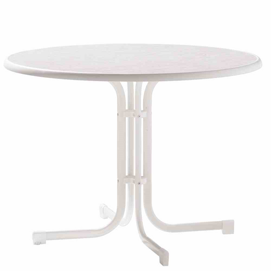 Sieger Gartentisch klappbar rund Ø 100 cm weiß Stahl