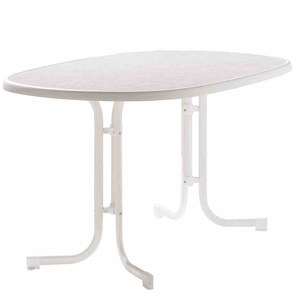 Sieger Gartentisch klappbar oval 140x90 cm weiß Stahl