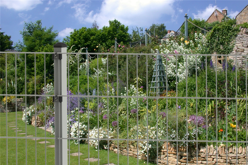 Doppelstabmattenzaun 103 x 251 cm, feuerverzinkt / silbergrau, 8/6/8, Standard