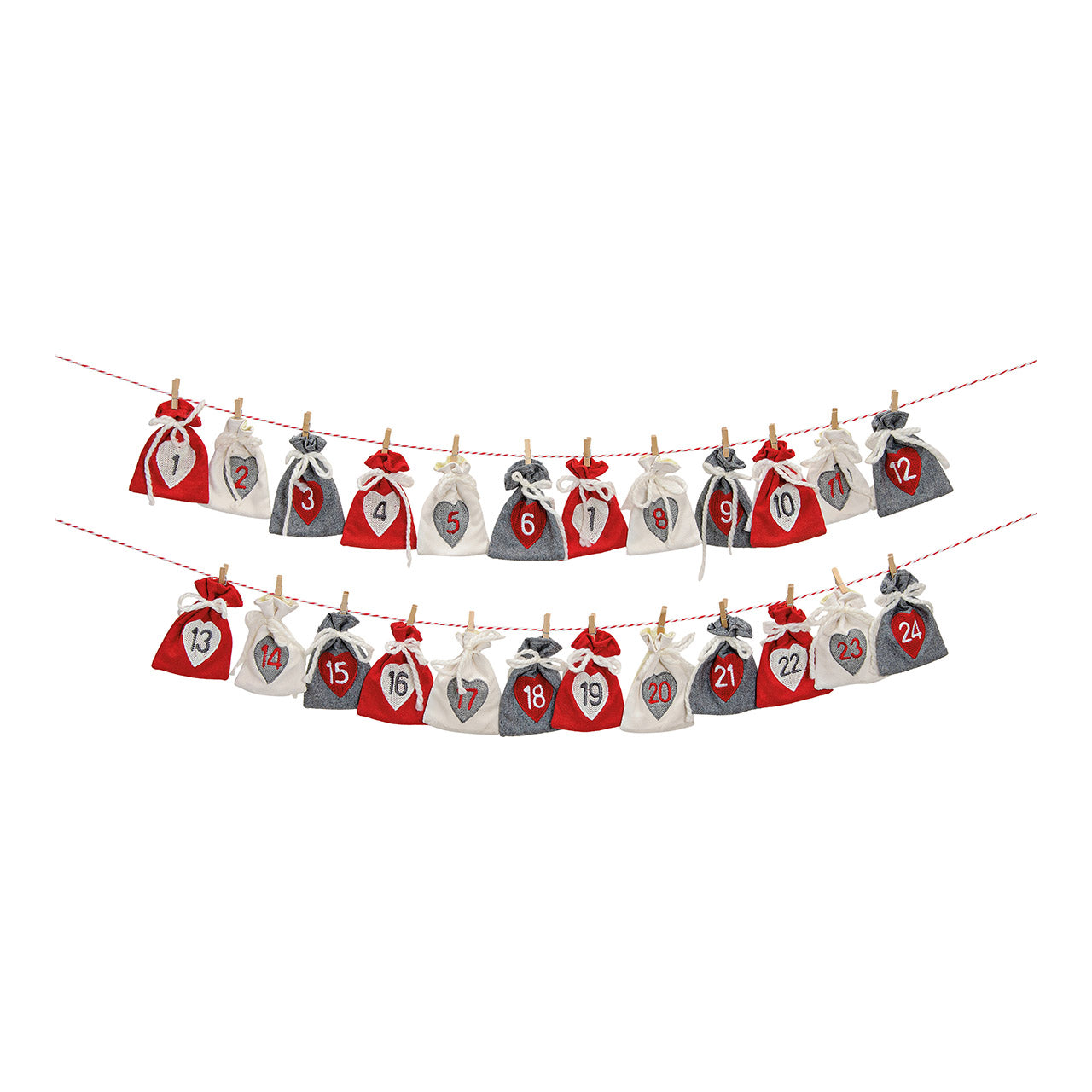 Advent calendar made of fabric, 24 bags, 220cm