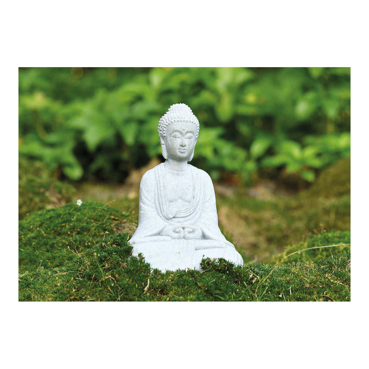 Buddha sitzend in Grau aus Poly, 13 cm