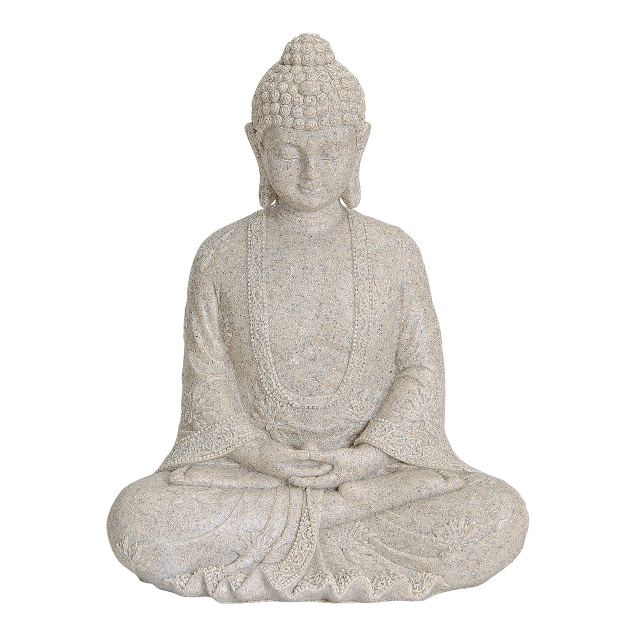 Buddha in Beige aus Poly, B19 x T13 x H23 cm