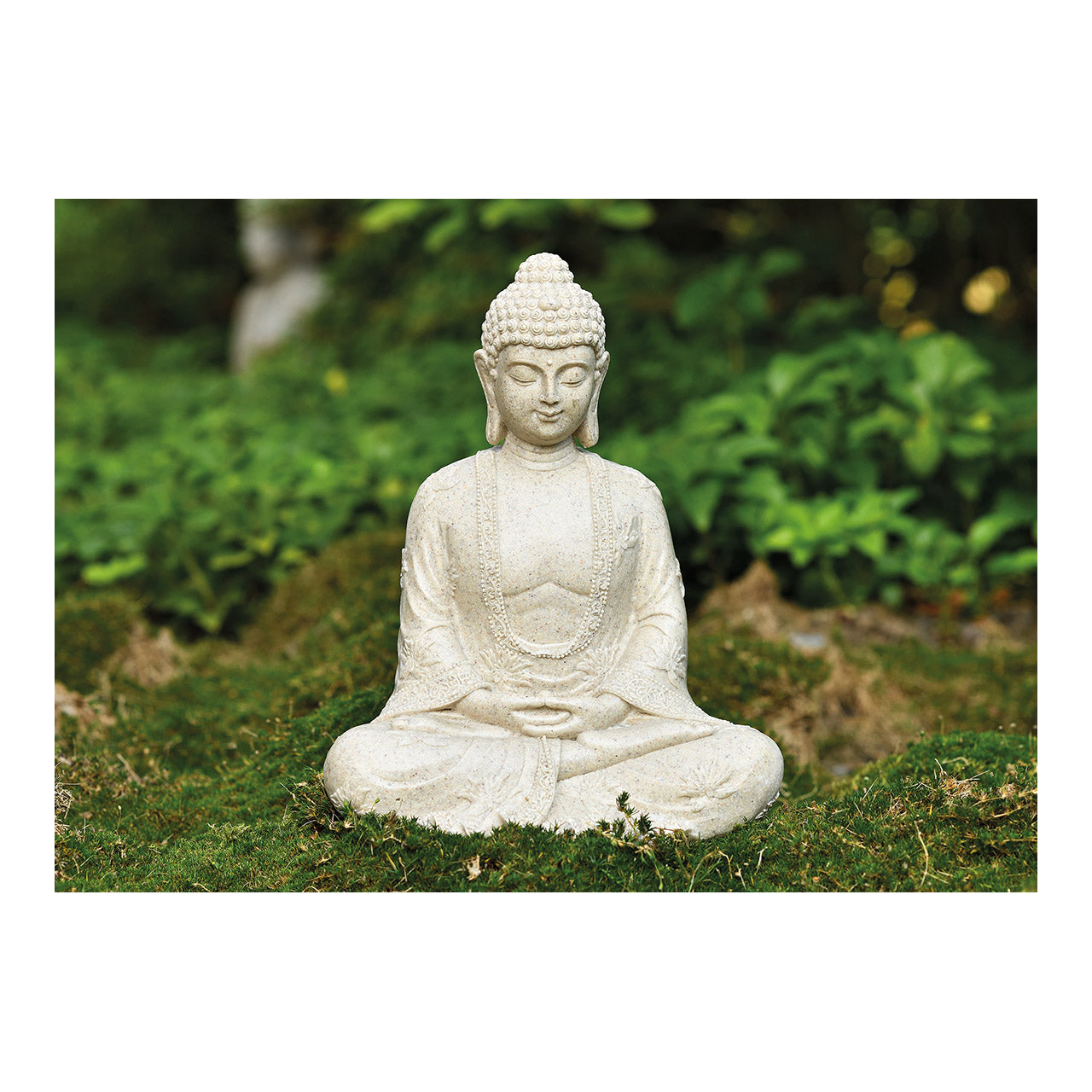 Buddha in Beige aus Poly, B19 x T13 x H23 cm