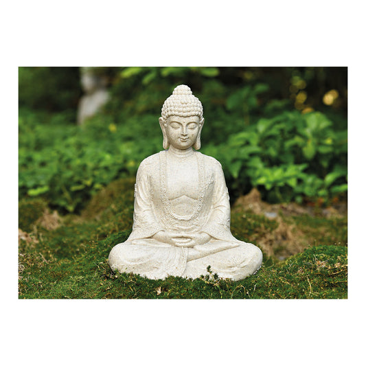 Buddha in Beige aus Poly, B19 x T13 x H23 cm