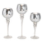 Windlicht-Set Kelch Cracking Silber 30, 35, 40cm x Ø13cm aus Glas 3er Set.