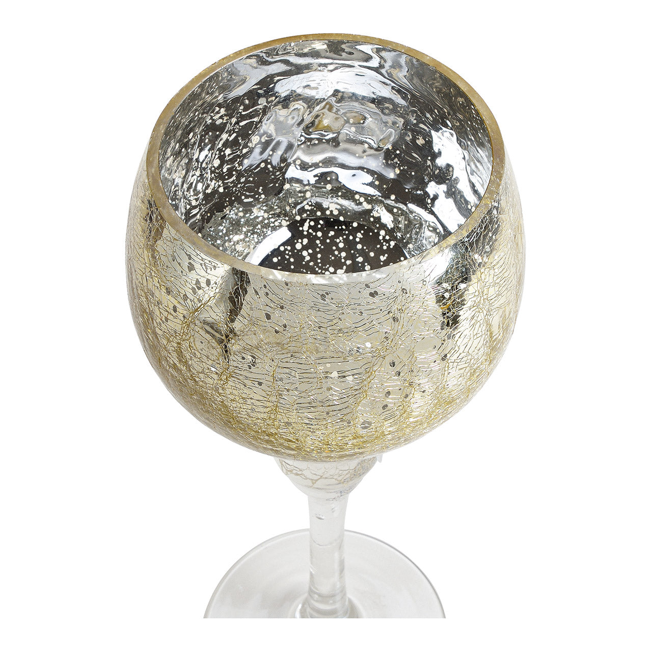 Windlicht Set Kelch Cracking Gold 30, 35, 40cm x Ø13cm aus Glas 3er Set