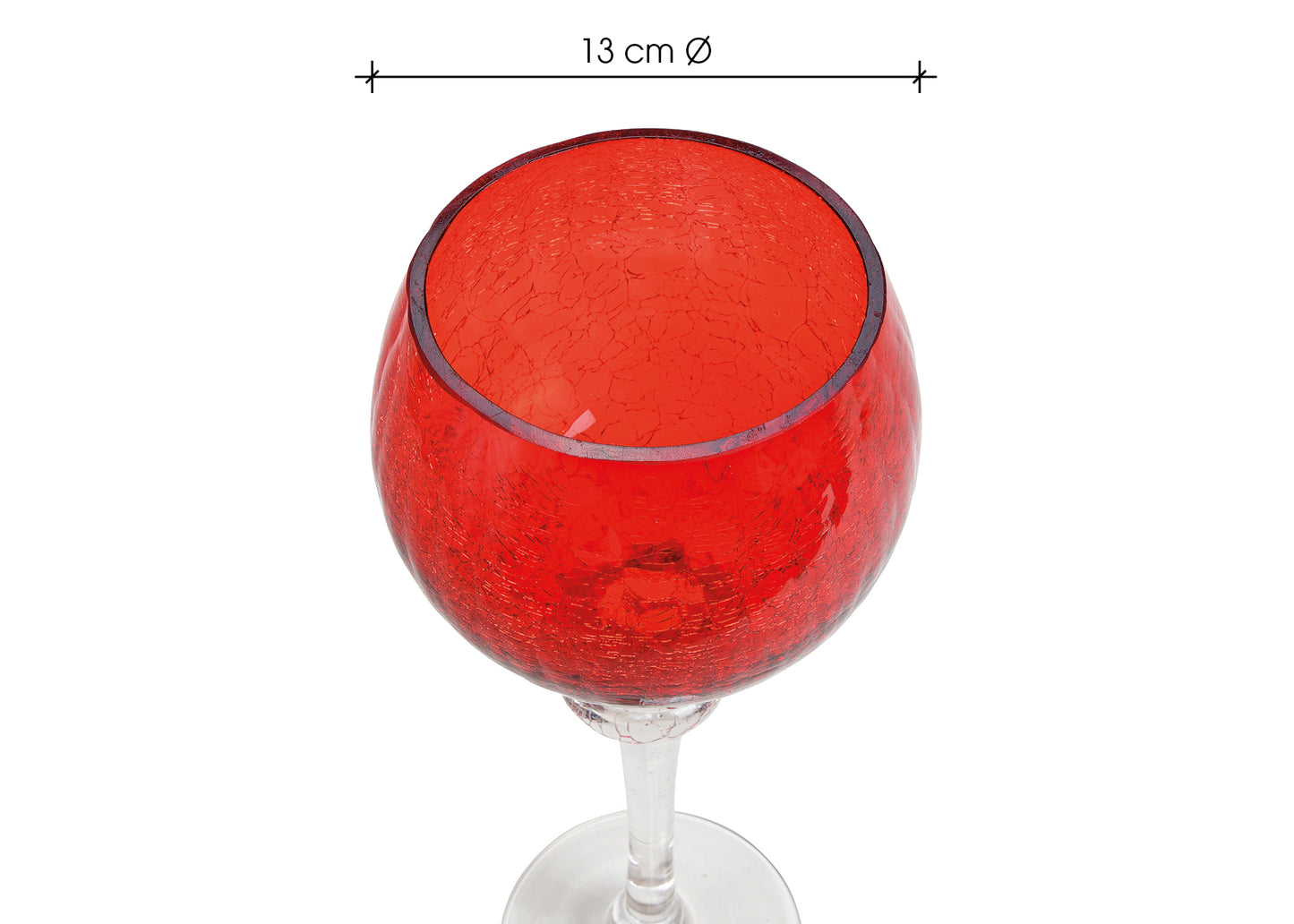 Windlicht Kelch Cracking aus Glas, 3er-Set, Rot (H) 30/35/40cm Ø13cm