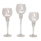 Windlicht Set Kelch Cracking klar 30, 35, 40cm x Ø13cm aus Glas 3er Set