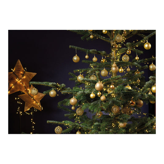 Weihnachtskugeln aus Kunststoff, 50er-Set, Gold Ø3/4/6cm (B/H/T) 23x18x12cm