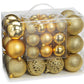 Weihnachtskugeln aus Kunststoff, 50er-Set, Gold Ø3/4/6cm (B/H/T) 23x18x12cm