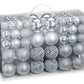 Weihnachtskugeln aus Kunststoff, 100er-Set, Silber Ø3/4/6cm (B/H/T) 23x35x12cm