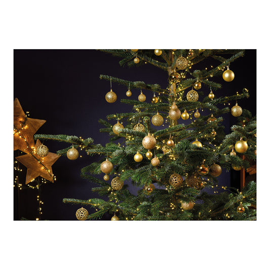 Weihnachtskugeln aus Kunststoff, 100er-Set, Gold Ø3/4/6cm (B/H/T) 23x35x12cm