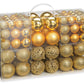 Weihnachtskugeln aus Kunststoff, 100er-Set, Gold Ø3/4/6cm (B/H/T) 23x35x12cm