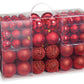 Weihnachtskugeln aus Kunststoff, 100er-Set, Rot Ø3/4/6cm (B/H/T) 23x35x12cm