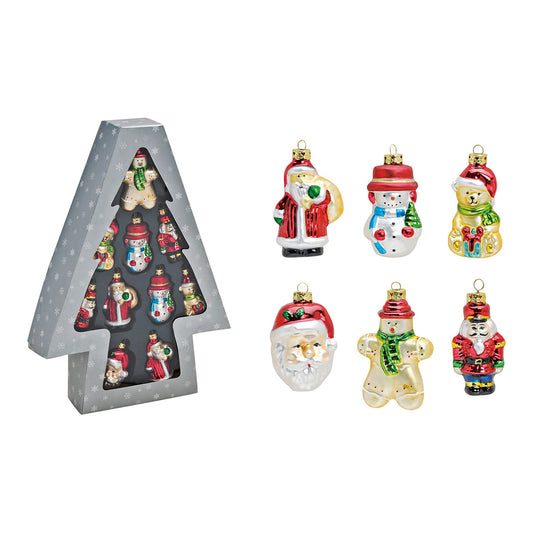 Christmas ornament made of glass, 10 times, colorful (W/H/D) 5x9x5cm