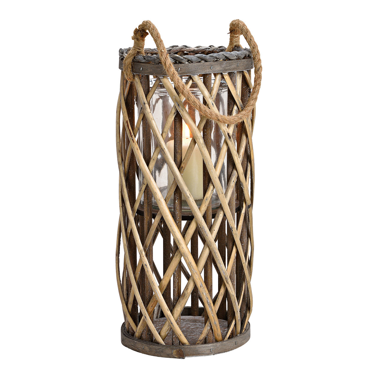 Laterne aus Holz, Glas Braun (B/H/T) 18x40x18cm