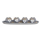 Tealight holder set of 4 on tray with stones HOME made of MDF Grey (W/H/D) 50x10x18cm