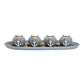 Tealight holder set of 4 on tray with stones HOME made of MDF Grey (W/H/D) 50x10x18cm
