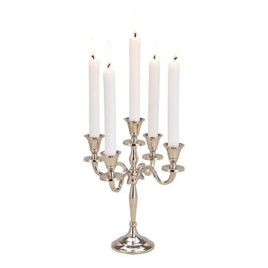 Kerzenleuchter aus Metall (5-Armig), Silber (B/H/T) 23x27x23cm