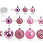 Weihnachtskugeln aus Kunststoff, 111er-Set, Pink/Rosa Ø3/4/6cm (B/H/T) 36x23x12cm