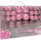 Weihnachtskugeln aus Kunststoff, 111er-Set, Pink/Rosa Ø3/4/6cm (B/H/T) 36x23x12cm