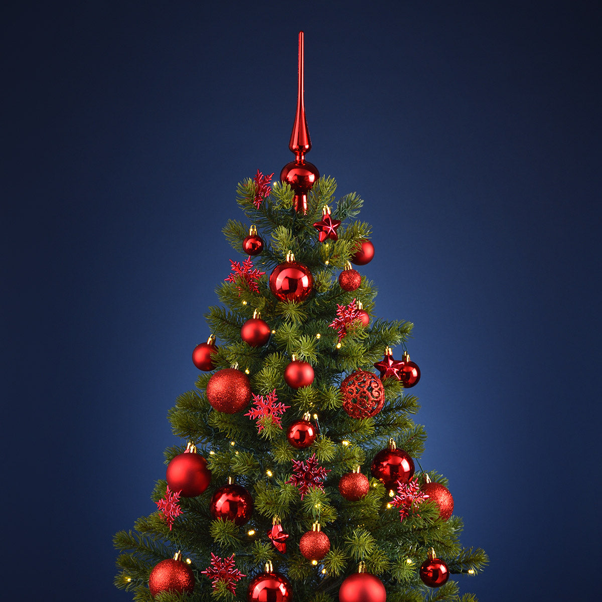 Weihnachtskugeln aus Kunststoff, 111er-Set, Rot Ø3/4/6cm (B/H/T) 36x23x12cm