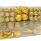 Weihnachtskugeln aus Kunststoff, 111er-Set, Gold Ø3/4/6cm (B/H/T) 36x23x12cm
