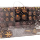 Weihnachtskugeln aus Kunststoff, 111er-Set, Braun Ø3/4/6cm (B/H/T) 36x23x12cm