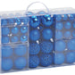 Weihnachtskugeln aus Kunststoff, 100er-Set, Blau Ø3/4/6cm (B/H/T) 35x23x12cm