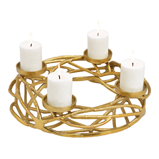Advent wreath, candle holder made of metal gold (W/H/D) 40x12x40cm