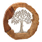 Metal tree display in mango wood circle brown, silver (W/H/D) 46x48x7cm