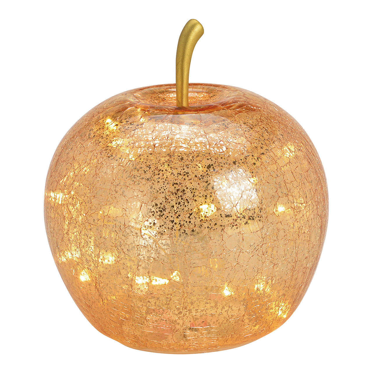 Apple with 20 LED lights with timer made of glass gold (W/H/D) 16x17x16cm