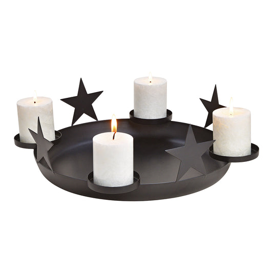 Advent arrangement made of metal, star decor, black (W/H/D) 44x15x44cm