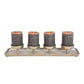 Advent arrangement, candle holder for 4 candles made of metal silver (W/H/D) 44x6x12cm